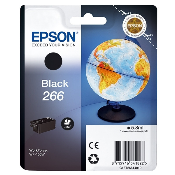 Epson T266 cartouche d'encre noire (d'origine) C13T26614010 026716 - 1