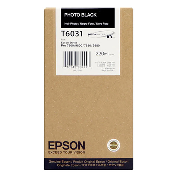 Epson T6031 cartouche photo d'encre noire haute capacité (d'origine) C13T603100 026034 - 1