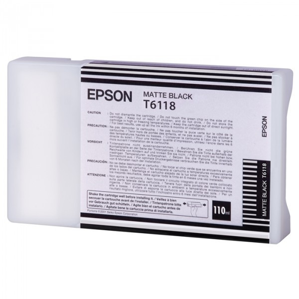 Epson T6118 cartouche d'encre capacité standard (d'origine) - noir mat C13T611800 026088 - 1