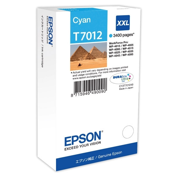 Epson T7012 cartouche d'encre cyan capacité extra-haute (d'origine) C13T70124010 903202 - 1