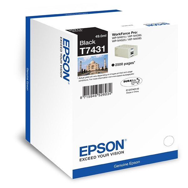 Epson T7431 cartouche d'encre noire (d'origine) C13T74314010 026608 - 1
