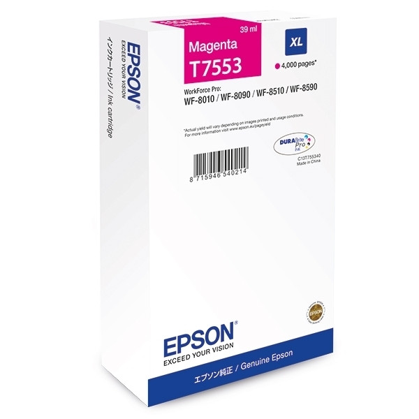 Epson T7553 cartouche d'encre magenta haute capacité (d'origine) C13T755340 026684 - 1