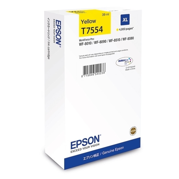 Epson T7554 cartouche d'encre jaune haute capacité (d'origine) C13T755440 026686 - 1