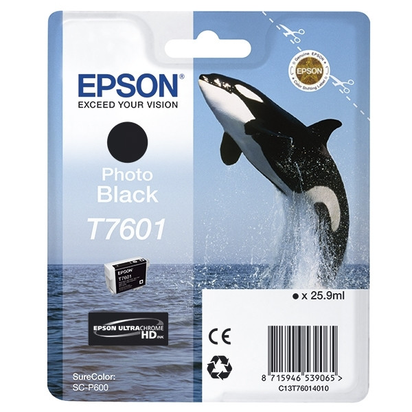 Epson T7601 cartouche photo d'encre noire (d'origine) C13T76014010 026722 - 1