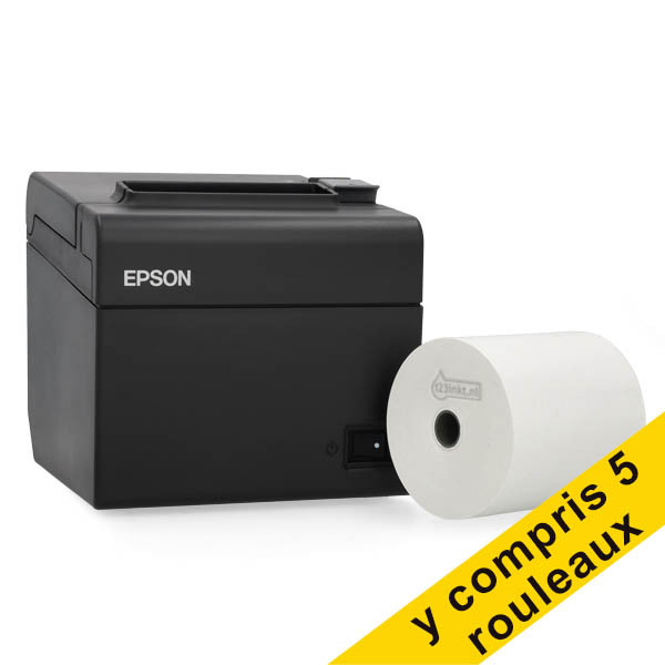 Epson TM-T20III (011) imprimante de reçus avec rouleau de caisse 123encre 80x80x12 thermo blanc (5 pièces) - noir 831985 - 1
