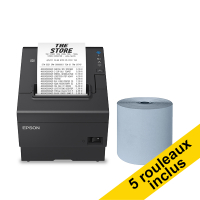 Epson TM-T88VII imprimante tickets de caisse avec Ethernet et 5 rouleaux de caisse Blue4est 80x80x12 832364