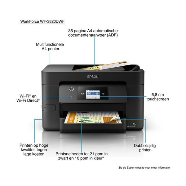 Epson WorkForce Pro WF-3820DWF imprimante jet d'encre multifonction A4 avec wifi (4 en 1) C11CJ07401 C11CJ07403 831752 - 9