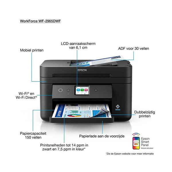 Epson WorkForce WF-2965DWF imprimante à jet d'encre A4 multifonction avec wifi (4 en 1) C11CK60404 831904 - 5