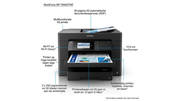 Epson WorkForce WF-7840DTWF imprimante à jet d'encre multifonction A3+ avec wifi (4 en 1) C11CH67402 831770 - 9