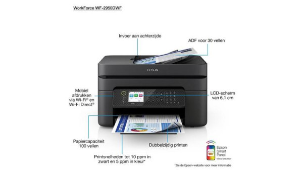 Epson Imprimante WorkForce WF-2850DWF, Multifonction 4-en-1