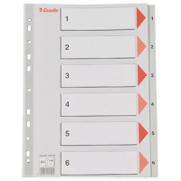 Esselte 100104 intercalaires en plastique A4 avec 6 onglets (11 trous) - gris 100104 203810