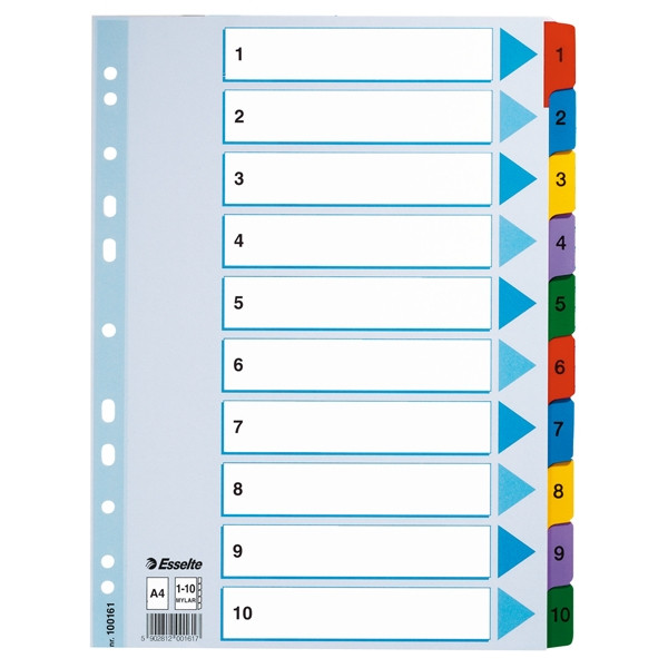 Esselte 100161 intercalaires A4 en carton avec 10 onglets (11 trous) 100161 203834 - 1