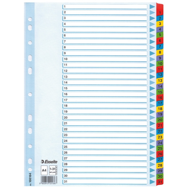 Esselte 100164 intercalaires A4 en carton avec 31 onglets (11 trous) 100164 203840 - 1