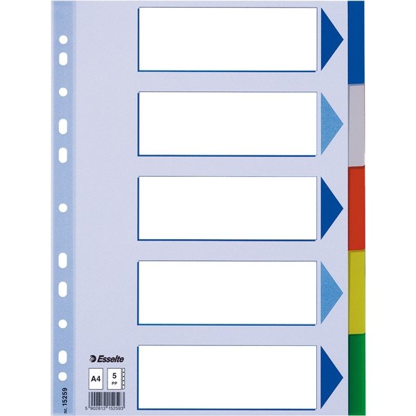 Esselte 15259 intercalaires en plastique A4 avec 5 onglets (11 trous) 15259 203798 - 1