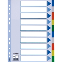 Esselte 15261 intercalaires colorés en plastique A4 avec 10 onglets (11 trous) 15261 203802