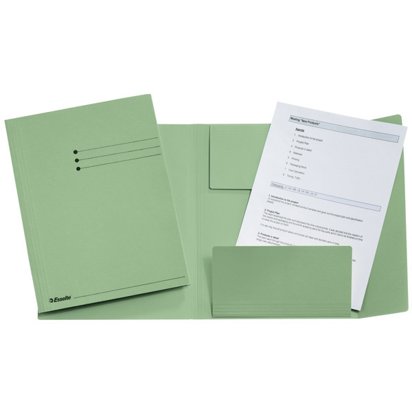 Esselte chemise 3 rabats folio couleur verte avec imprimé (50 chemises) 1032308 203748 - 1