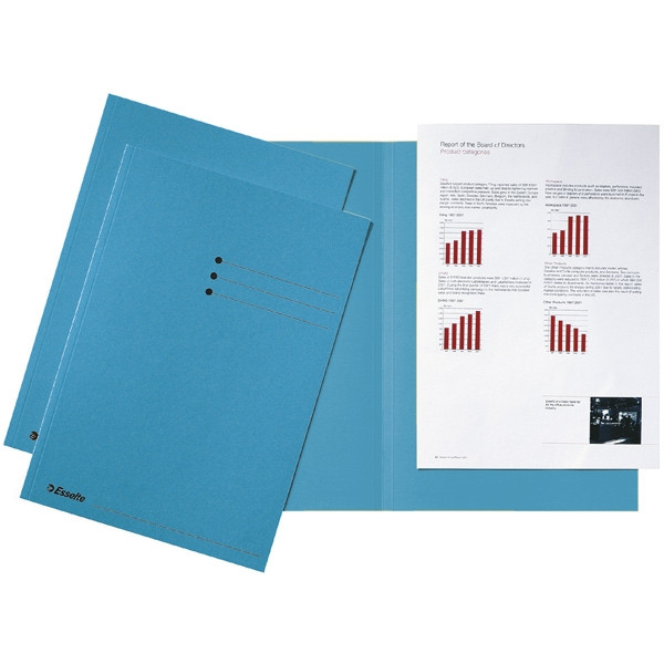 Esselte chemise carton avec des bords égaux et indexage A4 (100 chemises) - bleu 2113402 203600 - 1