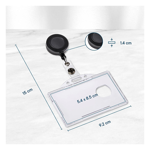 Europel porte-badge ouvert avec enrouleur 85 x 54 mm (10 pièces) 121288 226974 - 3