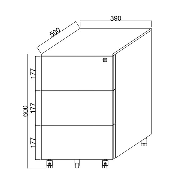 Euroseats caisson mobile (avec 3 tiroirs identiques) - gris 18.LAD.004.GR 205892 - 3