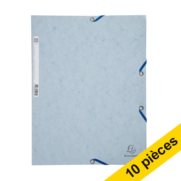 Offre : 10x Exacompta farde à élastique en carton lustré A4 - gris tourterelle 404076 - 1
