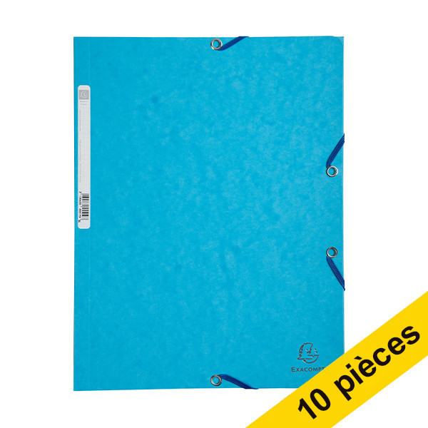 Offre : 10x Exacompta farde à élastique en carton lustré A4 - turquoise 404069 - 1