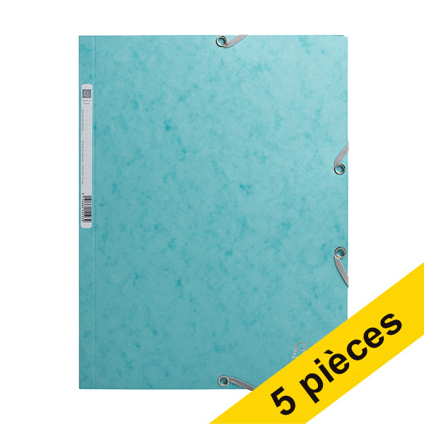Exacompta Offre : 5x Exacompta farde à élastique en carton lustré A4 - bleu givré  404164 - 1