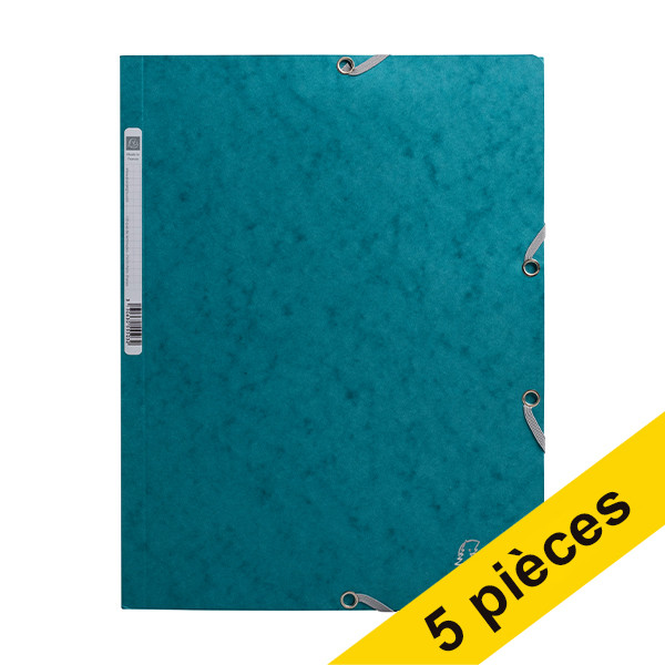 Exacompta Offre : 5x Exacompta farde à élastique en carton lustré A4 - bleu pacifique  404163 - 1