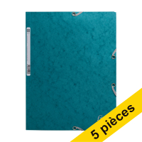 Offre : 5x Exacompta farde à élastique en carton lustré A4 - bleu pacifique