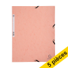 Offre : 5x Exacompta farde à élastique en carton lustré A4 - corail 404052 - 1