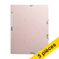 Offre : 5x Exacompta farde à élastique en carton lustré A4 - rose tendre