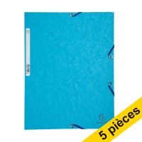 Offre : 5x Exacompta farde à élastique en carton lustré A4 - turquoise