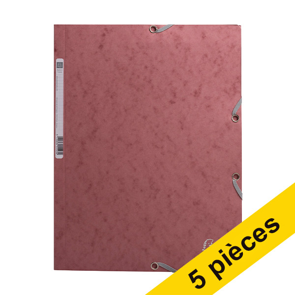 Exacompta Offre : 5x Exacompta farde à élastique en carton lustré A4 - vieux rose  404166 - 1