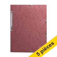 Offre : 5x Exacompta farde à élastique en carton lustré A4 - vieux rose