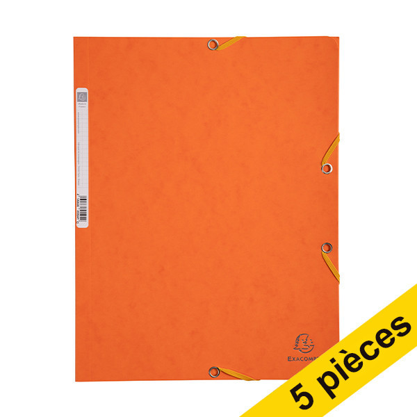 Offre : 5x Exacompte farde à élastique en carton lustré A4 - orange 404041 - 1
