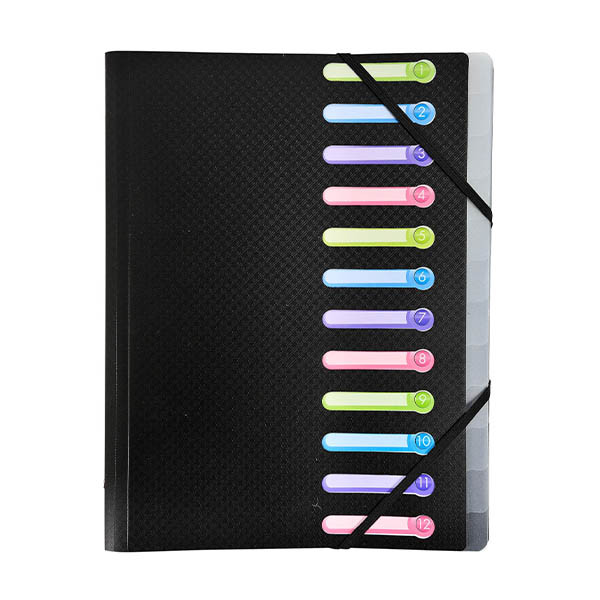 Exacompta dossier de tri PP (12 onglets) - noir 404688 - 1