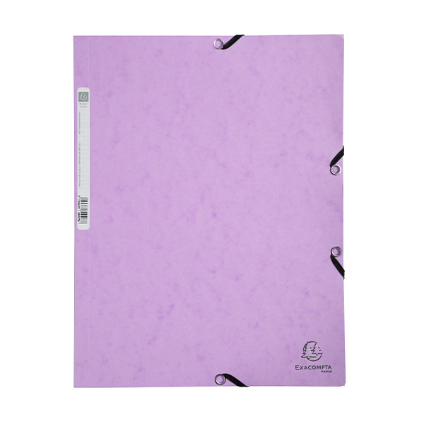 Exacompta farde à élastique en carton lustré A4 - mauve 55535E 404037 - 1