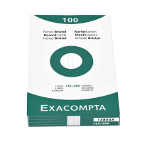 Exacompta fiche Bristol lignée 125 x 200 mm (100 pièces) 13803X 404432