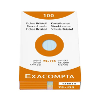 Exacompta fiche Bristol lignée 75 x 125 mm (100 pièces) - couleurs assorties 13851X 404434