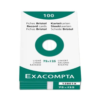 Exacompta fiche Bristol lignée 75 x 125 mm (100 pièces) 13801X 404435
