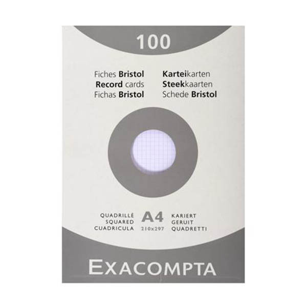 Exacompta fiche Bristol quadrillée 210 x 297 mm (100 pièces) 404621 - 1