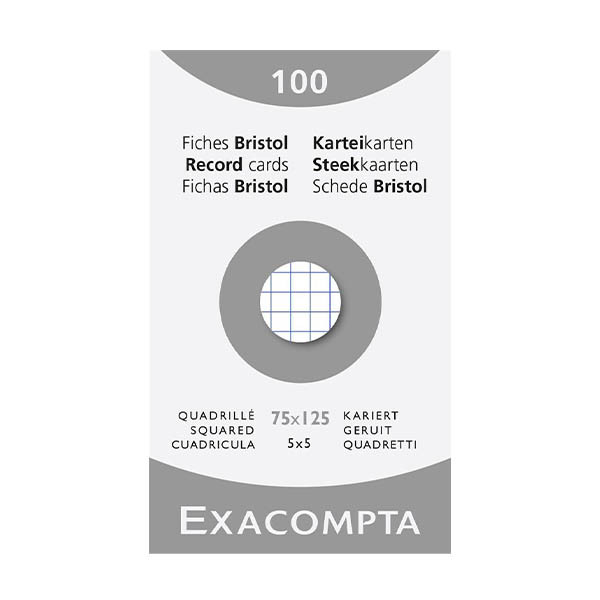 Exacompta fiche Bristol quadrillée 75 x 125 mm (100 pièces) 404618 - 1