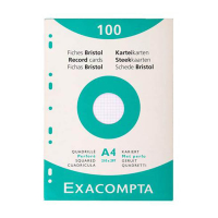 Exacompta fiche Bristol quadrillée avec perforation 210 x 297 mm (100 pièces) 404617