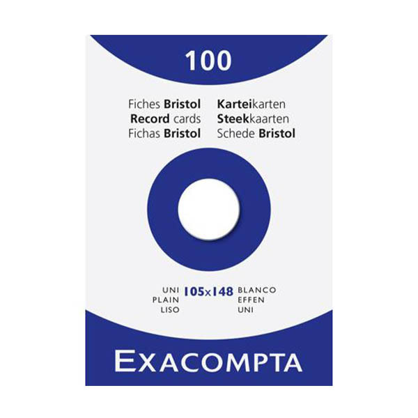 Exacompta fiche Bristol vierge 105 x 148 mm (100 pièces) - blanc 404629 - 1