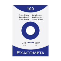 Exacompta fiche Bristol vierge 105 x 148 mm (100 pièces) - blanc 404629