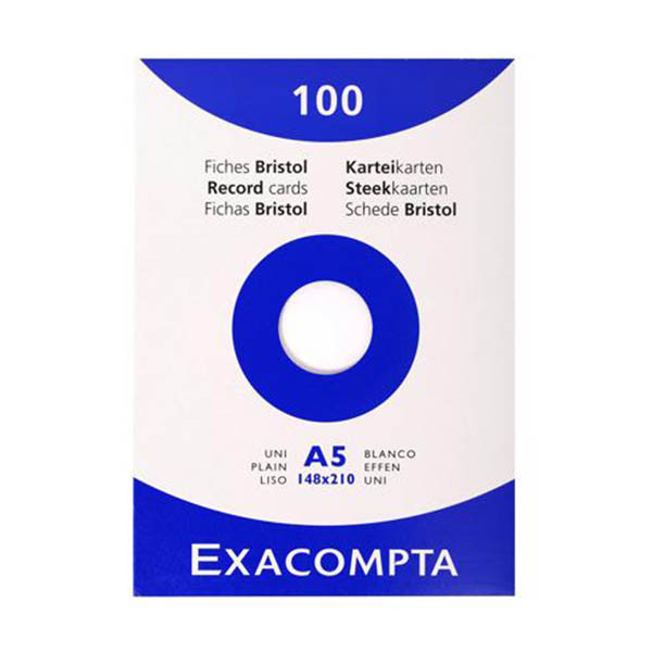 Exacompta fiche Bristol vierge 148 x 210 mm (100 pièces) - blanc 404628 - 1