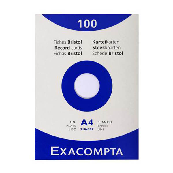 Exacompta fiche Bristol vierge 210 x 297 mm (100 pièces) - blanc 404627 - 1