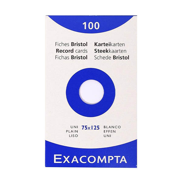 Exacompta fiche Bristol vierge 75 x 125 mm (100 pièces) - blanc 404624 - 1