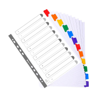 Exacompta intercalaires en carton A4+ avec 12 onglets colorés (11 trous) - blanc 404670