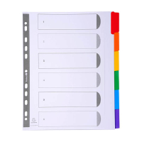 Exacompta intercalaires en carton A4+ avec 6 onglets colorés (11 trous) - blanc 404669