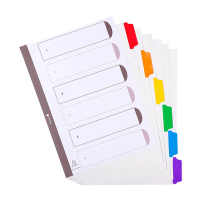 Exacompta intercalaires en carton A4 avec 6 onglets colorés (11 trous) - blanc 404666